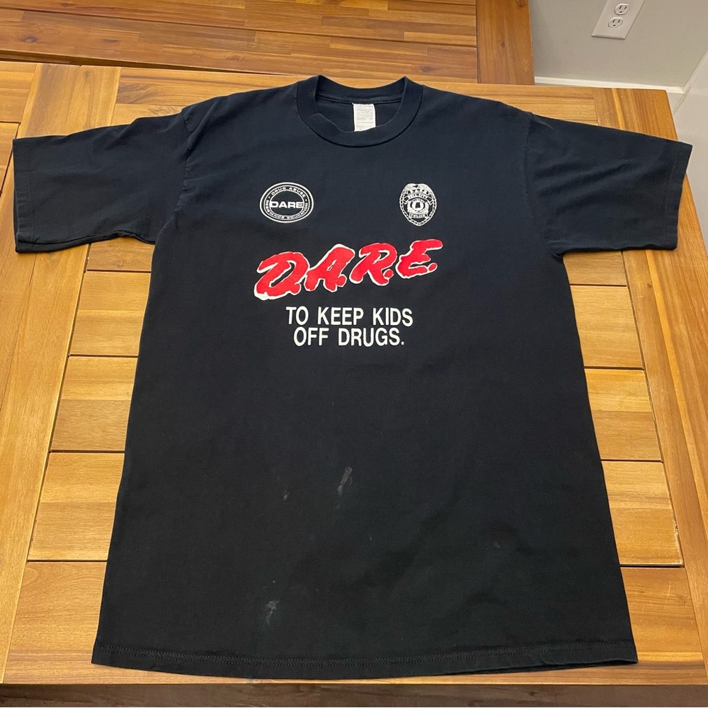 Vintage 90s DARE Promo Say No Keep Kids Off Drugs Shirt XL Black JERZEES USA